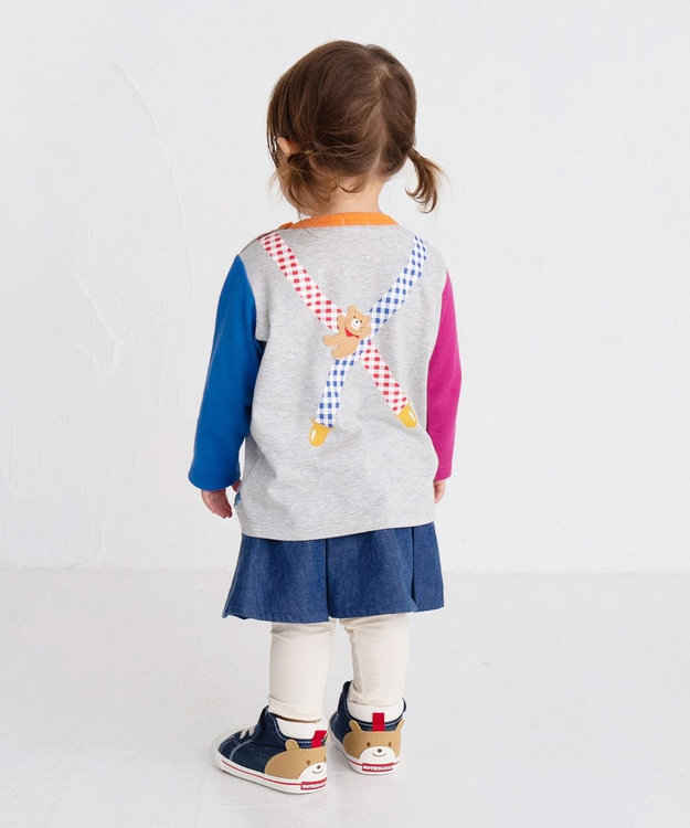 MIKI HOUSE HOT BISCUITS 【80-120cm】サスペンダーだまし絵 長袖Tシャツ マルチカラー