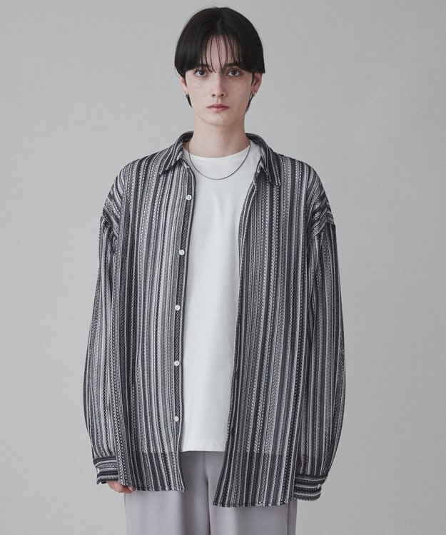 WEGO 【ユニセックス着用ITEM】ストライプメッシュBIGシャツ 柄1