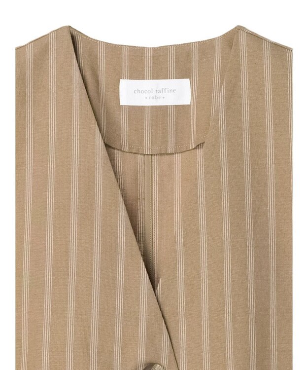 Green Parks 綿麻混シングルミディ丈ベスト Black