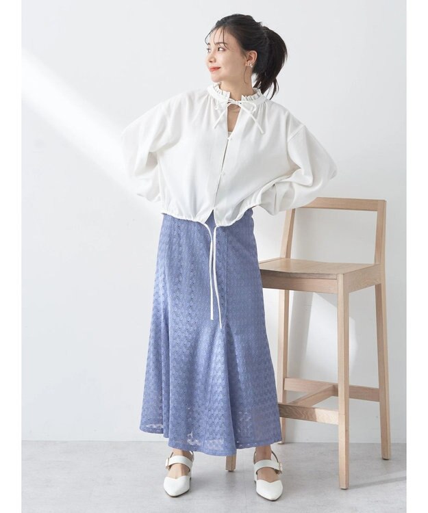 earth music&ecology カフタンフリルブラウス Off White