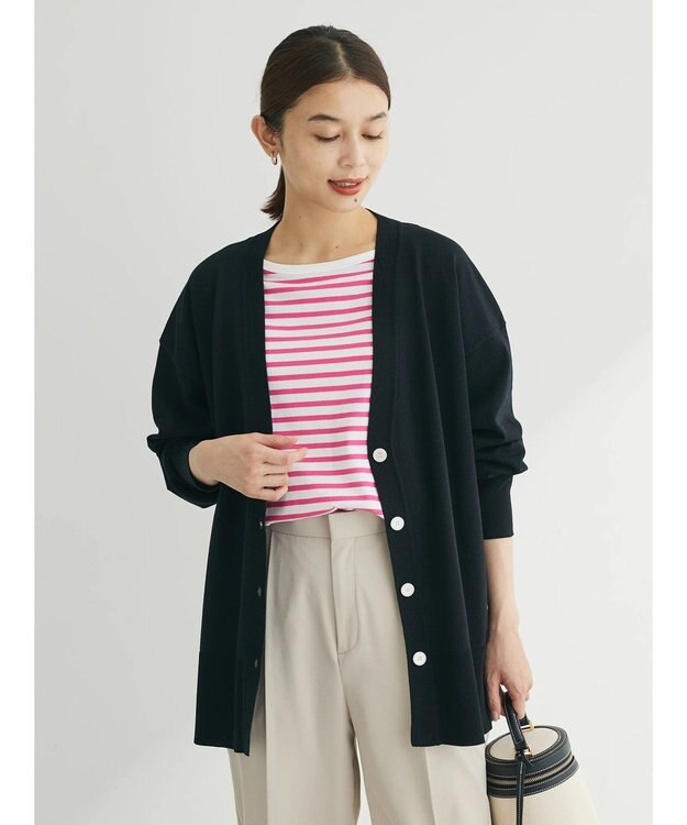 Green Parks 洗える　アソートミドル丈カーディガン Black