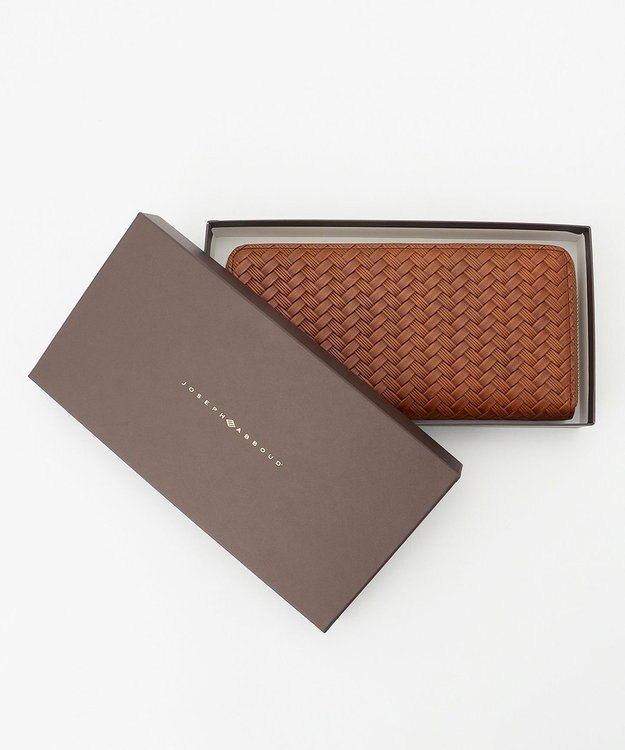 JOSEPH ABBOUD 【長財布】カウレザー エンボスメッシュ キャメル系