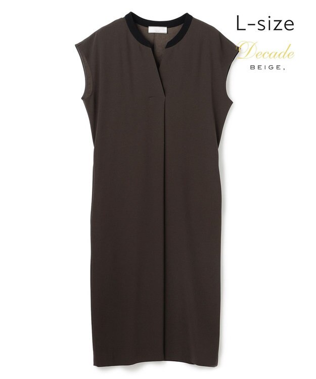 BEIGE， 【Lsize・セットアップ対応】CINDY / 配色ネック フレンチドレス Brown ×Black