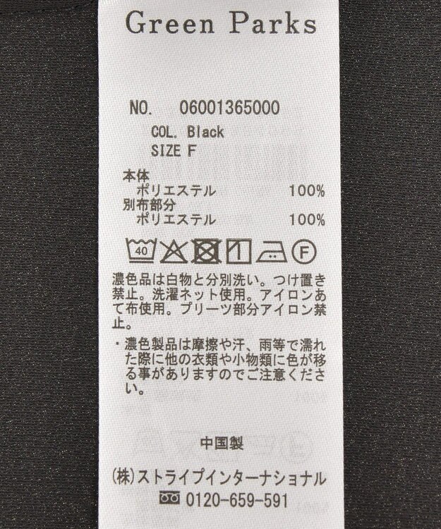 Green Parks Ｏ．袖プリーツブラウス Black