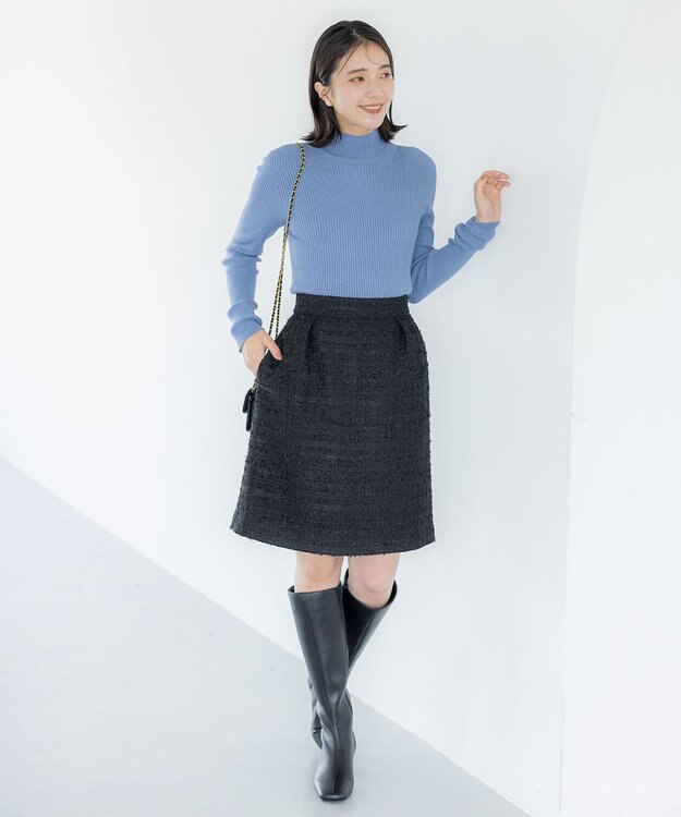 組曲 L ファンシーツィード ミニスカート ブラック系