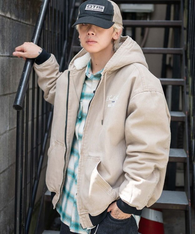 WEGO 【ユニセックス着用ITEM/MLサイズ展開】ワーカーズボアフードブルゾン ベージュ