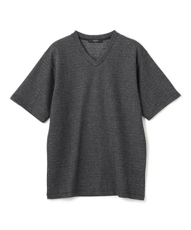 JOSEPH HOMME 新素材【清涼感】メランジクロスジャージー　Vネック半袖カットソー ブラック系