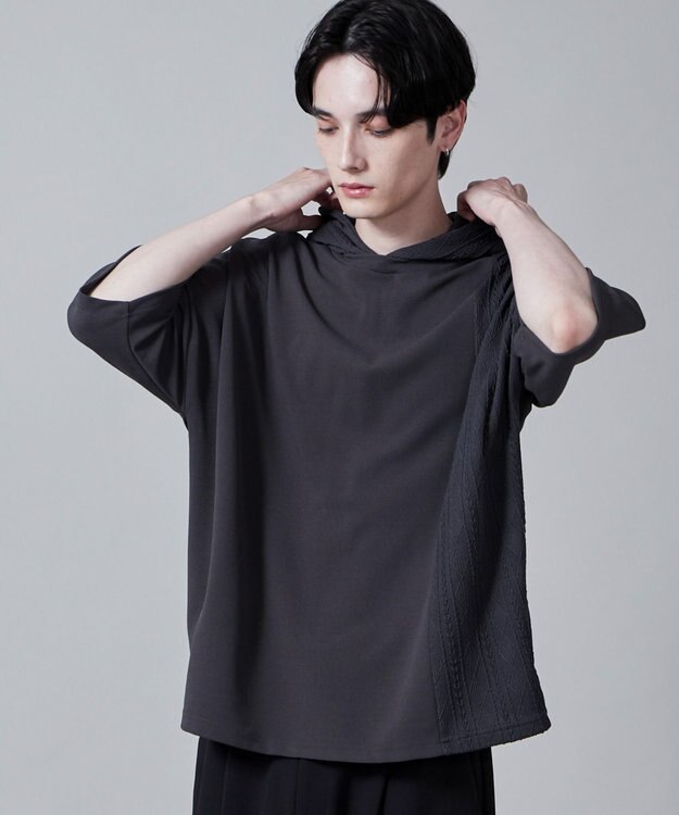 WEGO ジオメトリックブロックフードT(S) ダークグレー