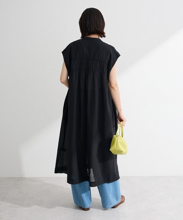 Green Parks フレンチスリーブシャーリングワンピース Black