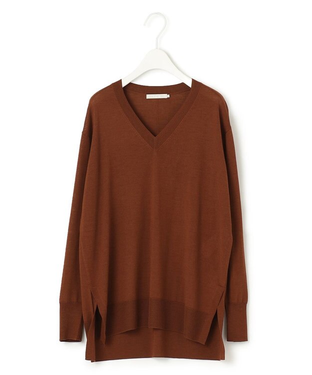 ICB 【洗える】 コンパクトウール Vネックプルオーバー テラコッタ系