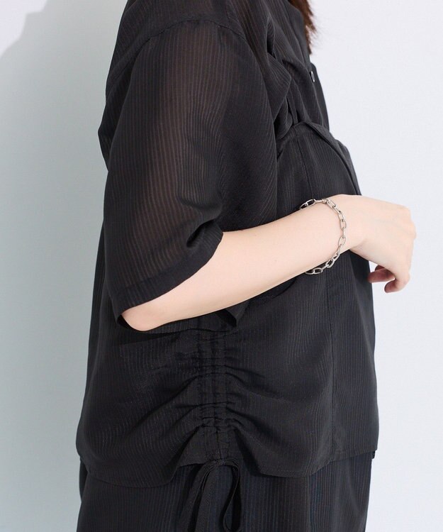 Green Parks ＳＥＴ２点シアーストライプシャツ＋ビスチェ Black