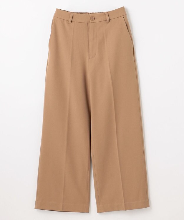 ANY L 【洗濯機可/ストレッチ/ウエストゴム/裏起毛】マルチファンクションストレッチワイドパンツ キャメル