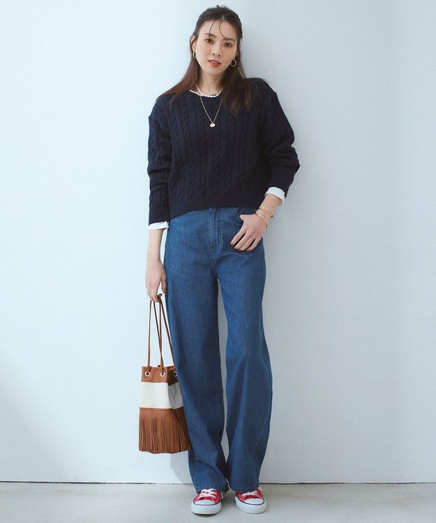 23区 【WEB限定/洗える】23区DENIM ライトダンガリー ワイドパンツ インディゴ