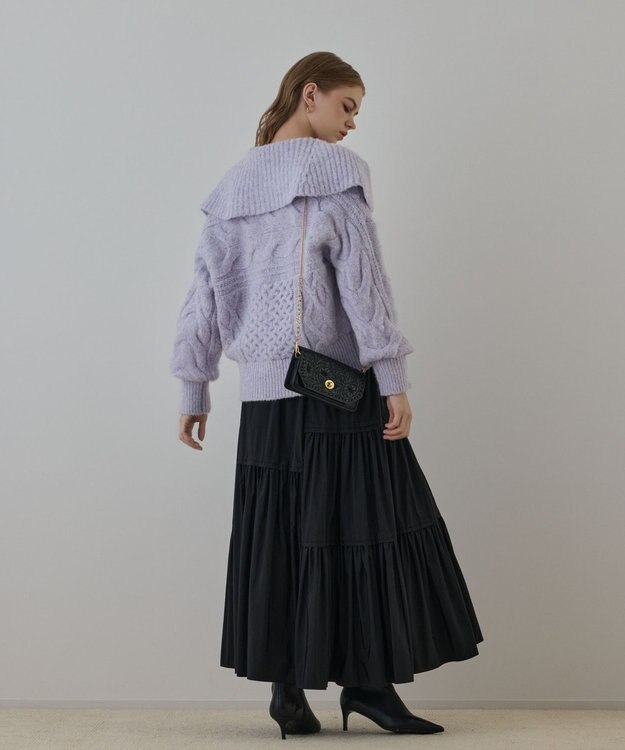 GRACE CONTINENTAL ヘアリーニットコクーンジャケット ラベンダー