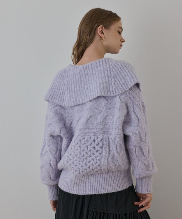 GRACE CONTINENTAL ヘアリーニットコクーンジャケット ラベンダー