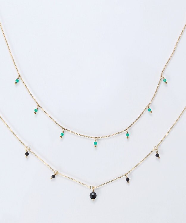 Phoebe 【金属アレルギー対応】カラージェムステーションネックレス/天然石/サージカルステンレス グリーン