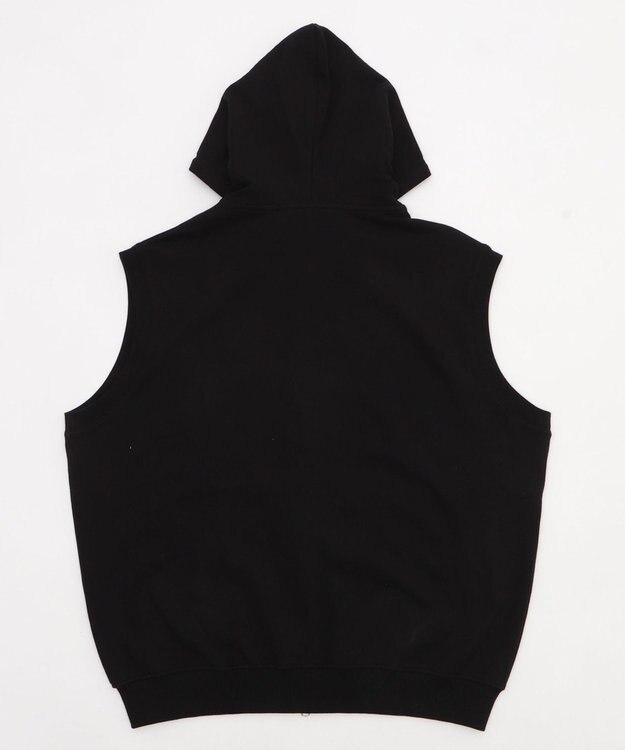 WEGO 【ユニセックス着用ITEM/MLサイズ展開】ワンポイントノースリジップパーカー ブラック