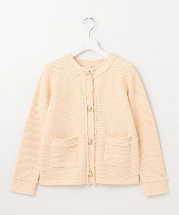 Feroux 【ONWARD CROSSET MAG掲載】ツイードライクニット ジャケット アイボリー系