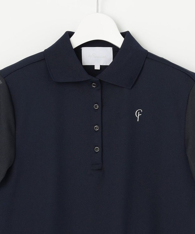 23区GOLF 【23Fondation/WOMEN】シアー袖 ニットポロ ネイビー系