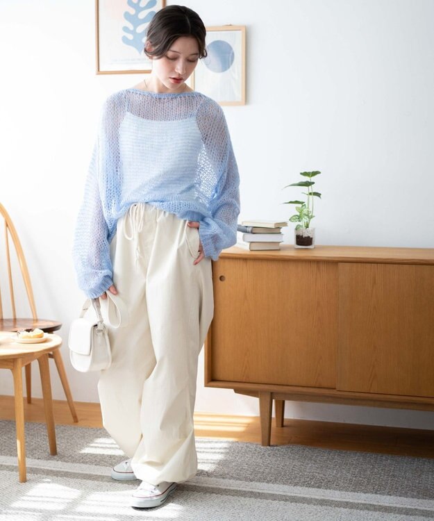 WEGO モヘアライクニットプルオーバー サックス