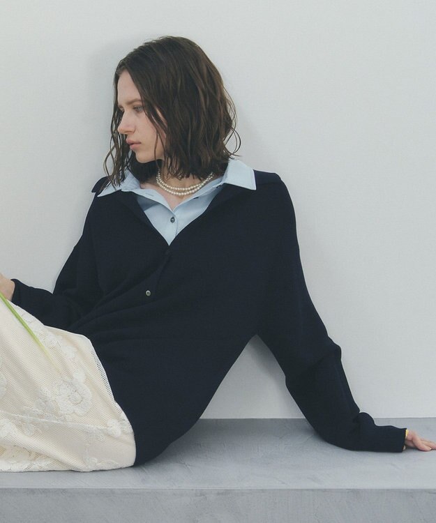 YECCA VECCA 2wayレイヤード風ポロニット Navy