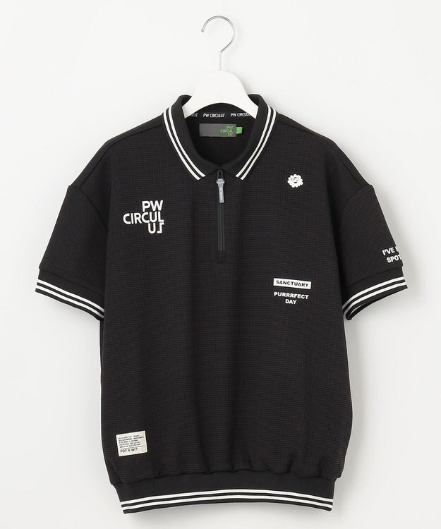 PW CIRCULUS 【WOMEN】ワッフルポロ ゴルフウェア レディース ブラック系