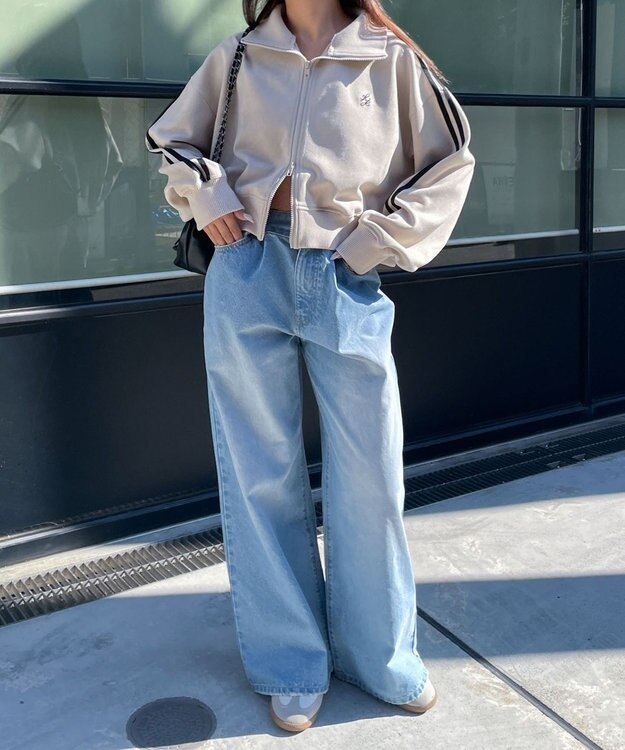 WEGO スエードポンチクロップドトラックジャケット ホワイトアイボリー