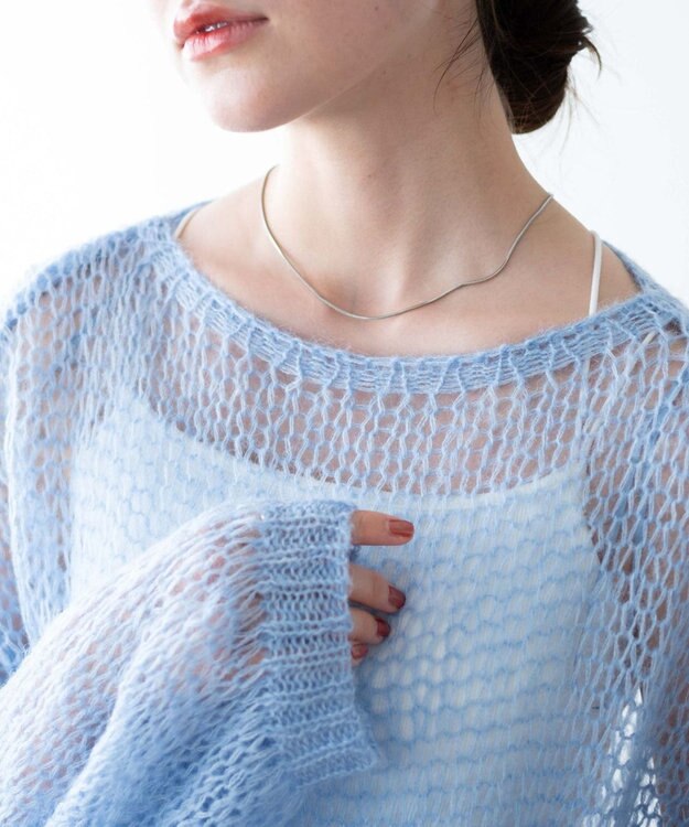 WEGO モヘアライクニットプルオーバー サックス