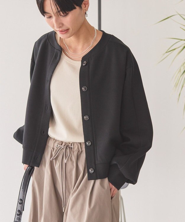 AMERICAN HOLIC ポンチクルーネックカーディガン Black