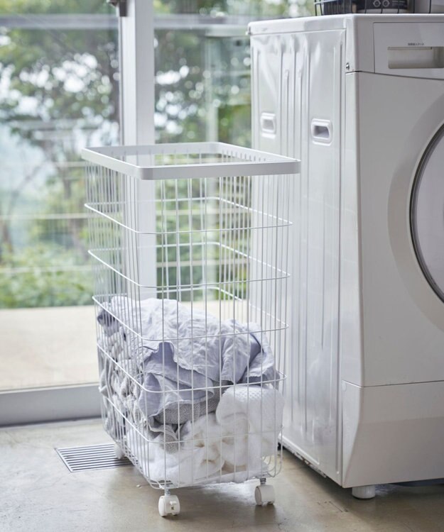 ランドリーバスケット タワー キャスター付き ホワイト / tower