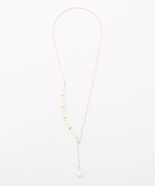 ANY SIS パール調ラリエット ネックレス ライトゴールド