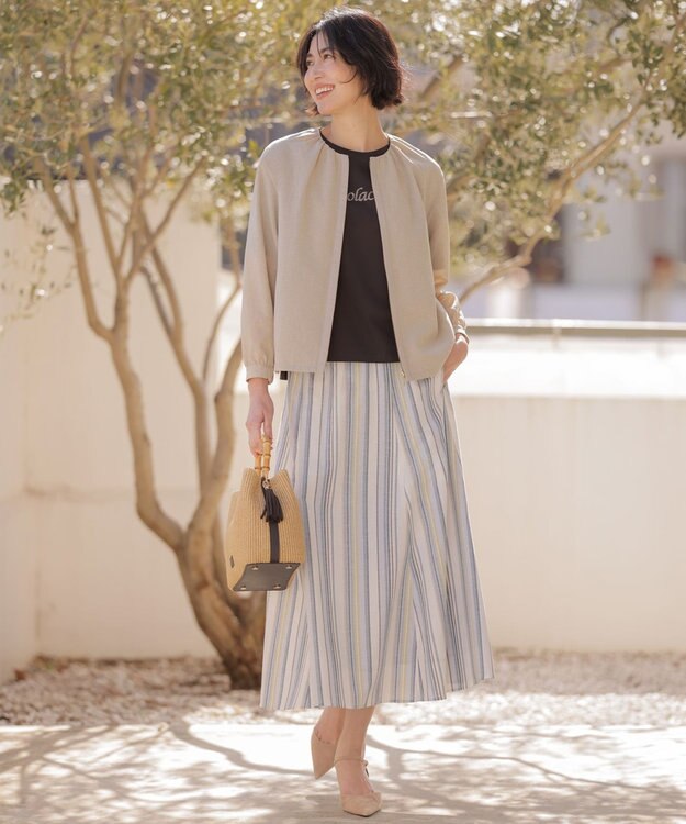 J.PRESS LADIES L 【人気素材・季節の変わり目に】BREEZE COOL トロ ノーカラー ブルゾン ベージュ系