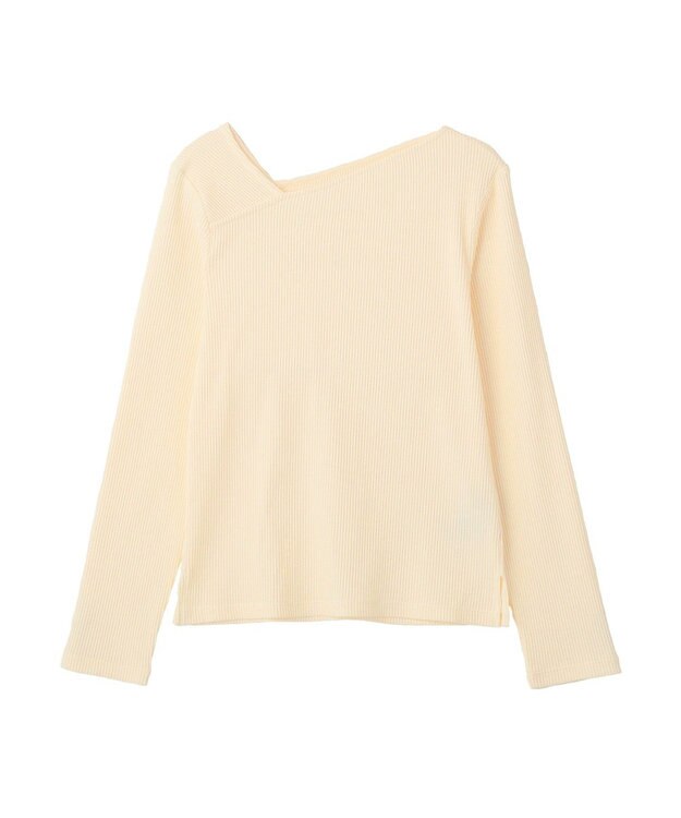 earth music&ecology アシメネックリブプルオーバー Light Yellow