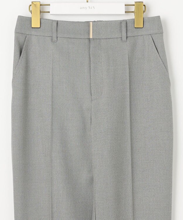 ANY SIS L 【洗える】褒めらレディテーパード パンツ グレーシャンブレー