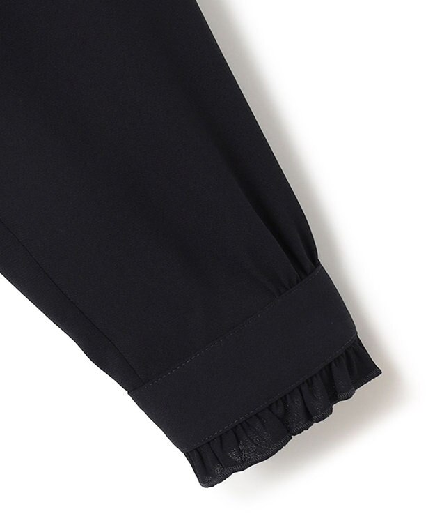 23区 L 【洗える】バックサテンアムンゼン フリルカラー ブラウス ネイビー系