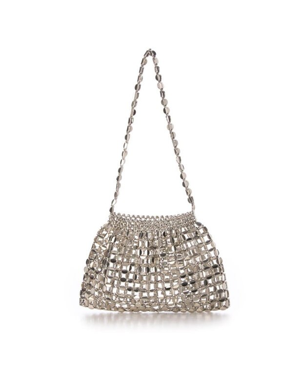 UNBILLION カシュカシュ cachecache / メタリック竹ビーズ手提げバッグ シルバー