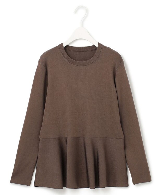 ICB 【洗える】シンセティックヤーン ペプラムニット モカ系