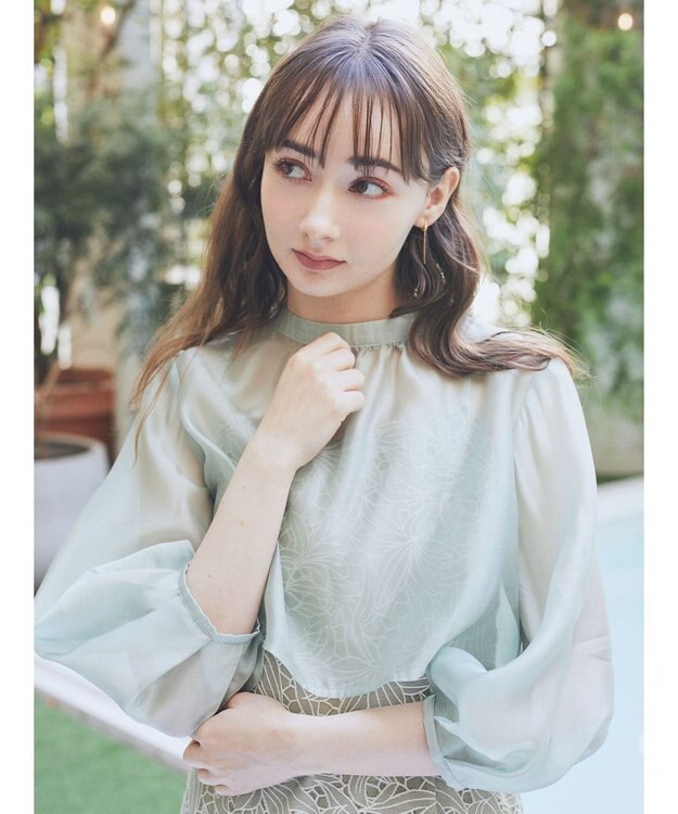 earth music&ecology ＳＥＴ２点　シアーブラウス＋レースキャミワンピース Mint