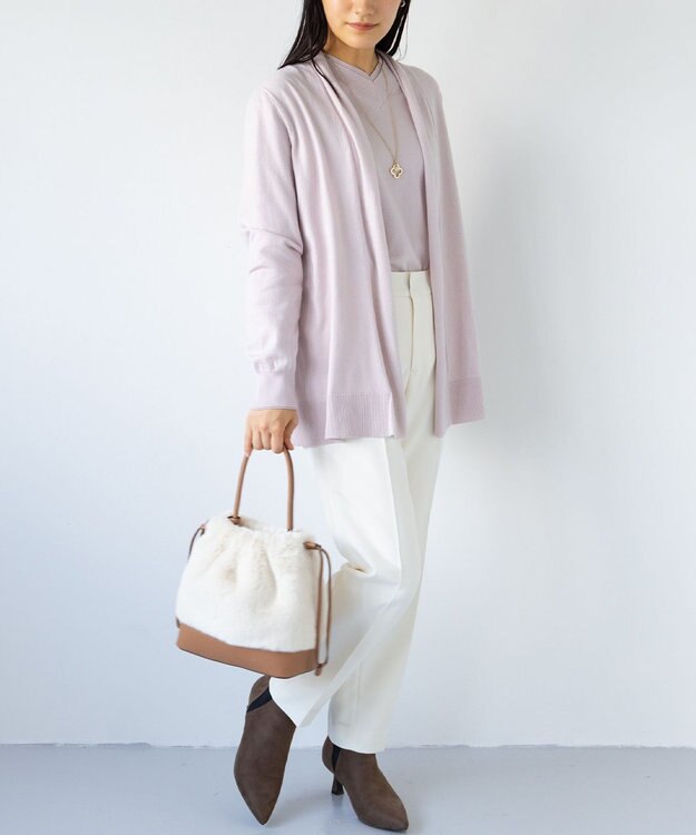 組曲 ファーバケットコンビ バッグ アイボリー系