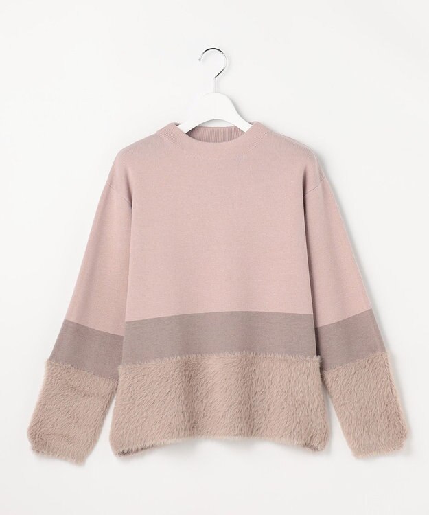 ANY SIS フェザーブロッキング ニット モカ