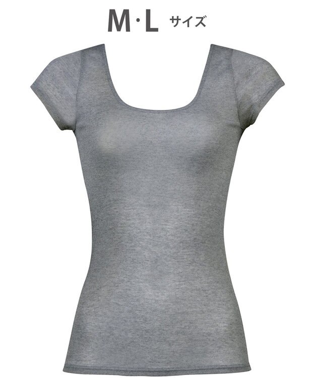 WACOAL インナー 【薄い軽い涼しい】 2分袖 半袖 綿混素材 抗菌防臭 吸汗速乾性 通気性 肌着 レディース CLC291 /ワコール グレー