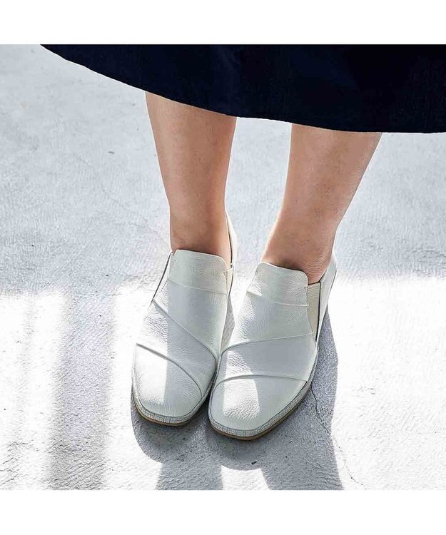 MODE ET JACOMO <D'ICI>レイヤードウェッジソールスリッポン ホワイトコンビ