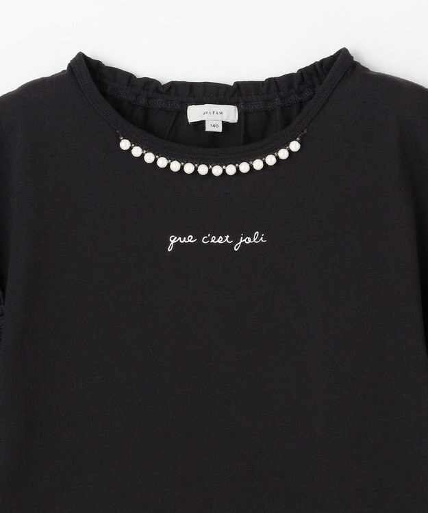 ANY KIDS パール襟 袖フリル Ｔシャツ ブラック