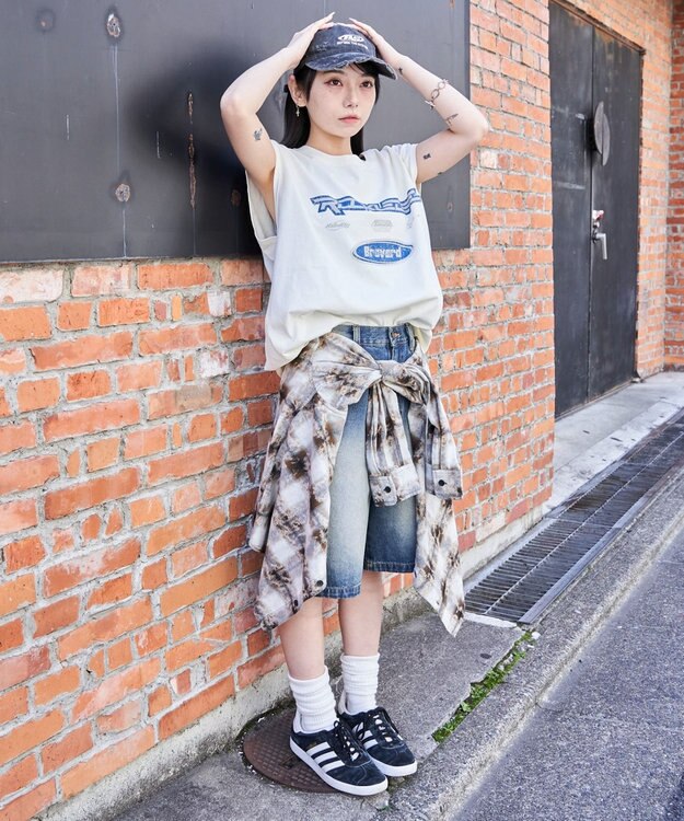 WEGO 【ユニセックス着用ITEM/MLサイズ展開】ヴィンテージライクグラフィックノースリーブ 柄11