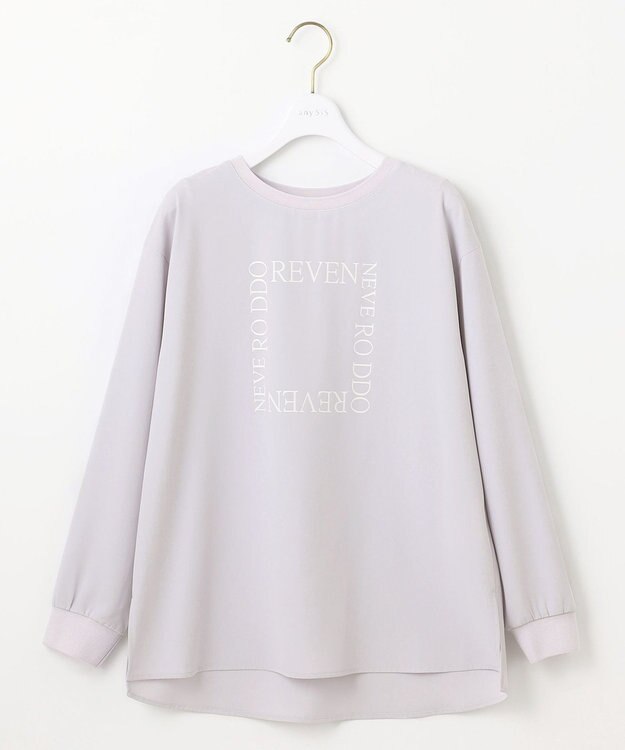 ANY SIS L 【洗える】2wayストレッチジョーゼットロゴ ロンT ラベンダー×スクエア