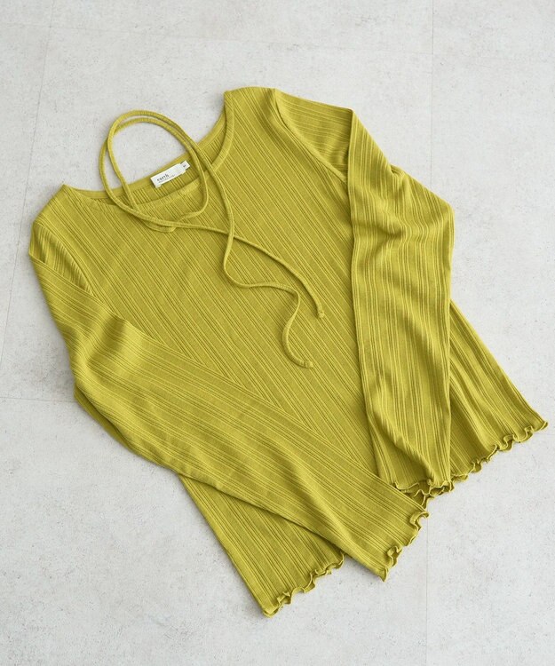 earth music&ecology チェーンリブホルターネックプルオーバー Light Green