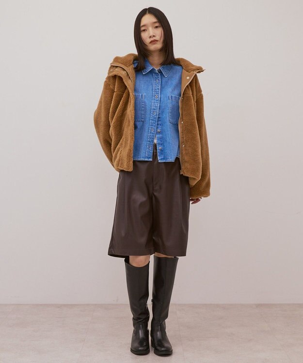 AMERICAN HOLIC スタンドベア風ボアコート Camel