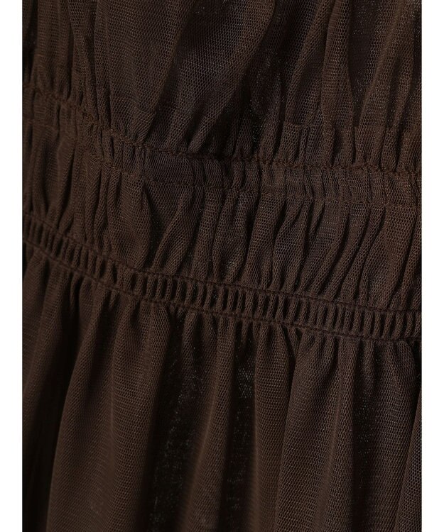 YECCA VECCA チュールギャザーブラウス Brown