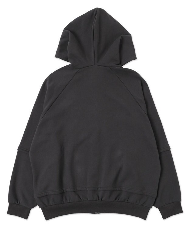 WEGO 【ユニセックス着用ITEM】ダメージアップリケレイヤードZIPパーカー スミクロ