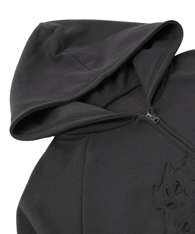 WEGO 【ユニセックス着用ITEM】ダメージアップリケレイヤードZIPパーカー スミクロ